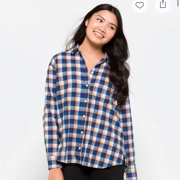 Sunday Flannel Oversized Button Down Top - Picture 1 of 8